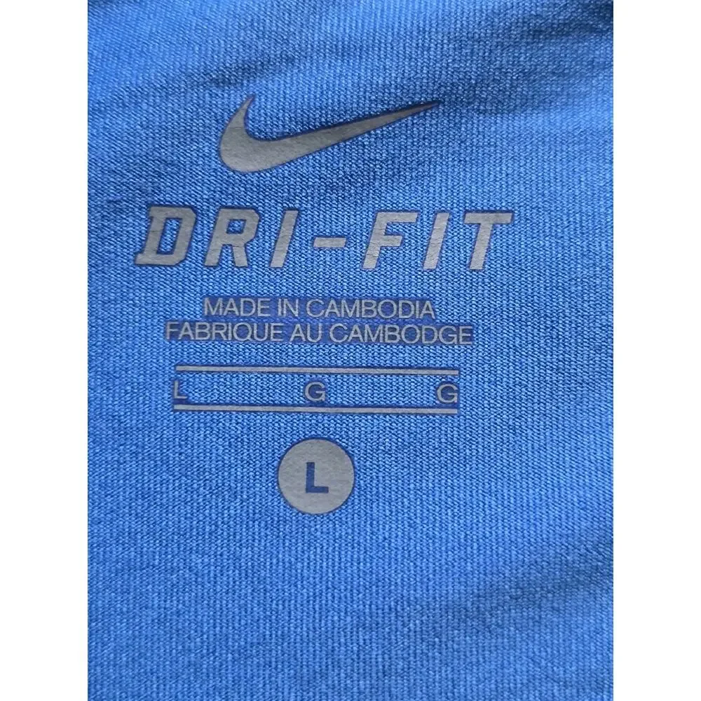 Nike Dri-FIT Blue 3/4 Sleeve Athletic Running Workout Top Quick Dry Athleisure L